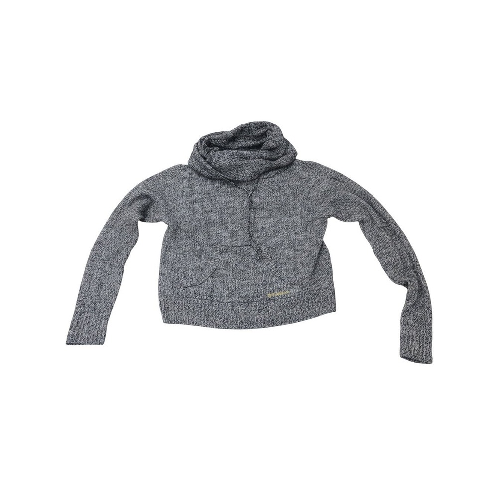 Rocawear Cowl Neck Sweater Womens L Gray Marl Knit Long Sleeve Kangaroo Pocket